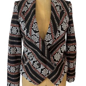 Boho Black, Red, and White Tribal Geometric 12th Stby Cynthia Vincent Blazer